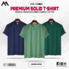 Mens Premium Solid T-Shirt Combo Navy-Blue, Mint, Bottle-Green