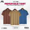 Mens Premium Solid T-Shirt Combo Coffee, Biscuit, Petrol Blue