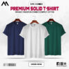 Mens Premium Solid T-Shirt Combo Navy-Blue, White,Bollte-Green